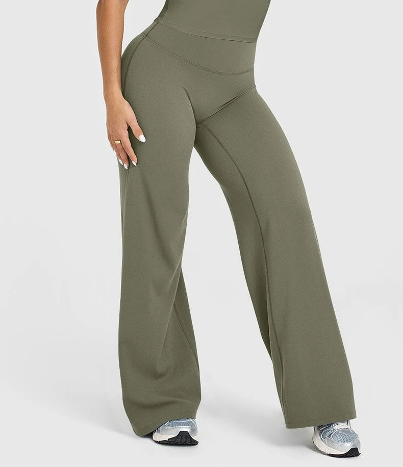 STOUREG Sport Trousers Straight-Leg Pants Ultra Soft Butter Fabric Women's Mid-Waist Yoga Pants GYM Naked Feel Pilates Running