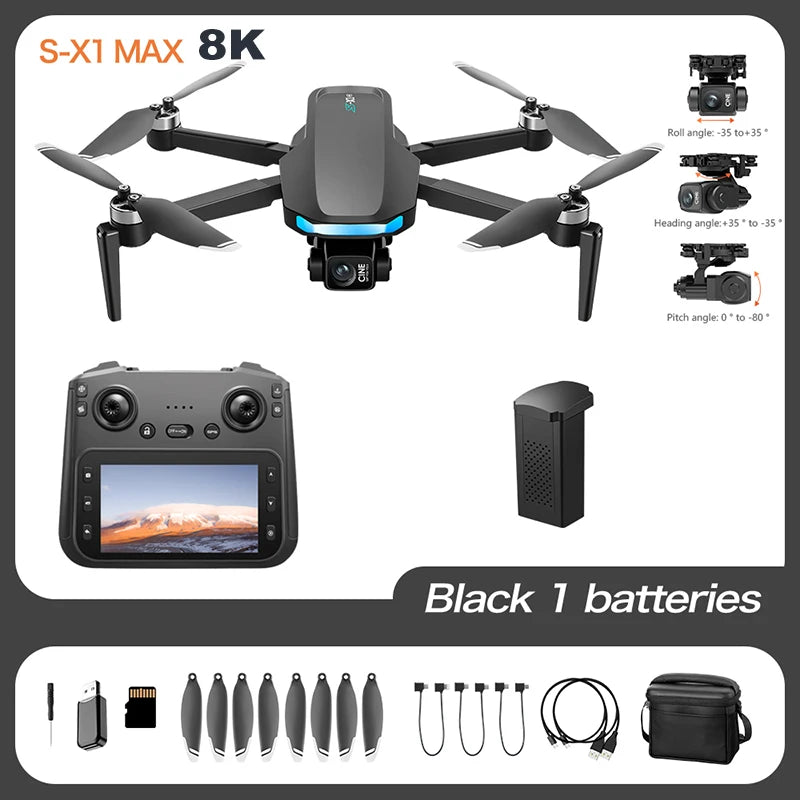 Original S-X1 Drone 4K Aerial Photography Wide Angle Dual Camera WIFI FPV Professional With Brushless RC Foldable Quadcopter Toy