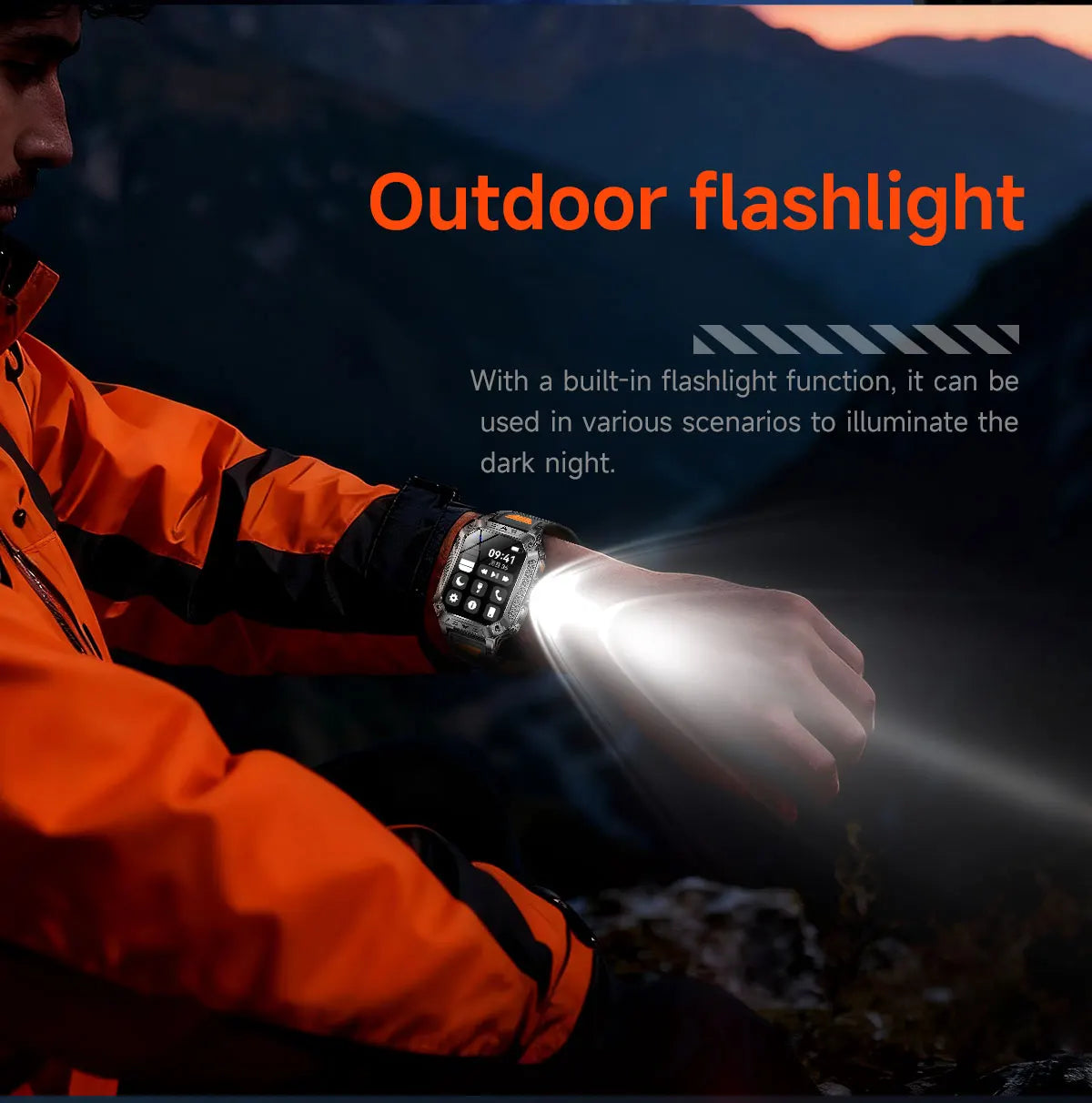 2026 Outdoors Durable Men Sports Smart Watch 1400mAh Battery LED Flashlight IP69K Waterproof Bluetooth Call Military Smartwatchs