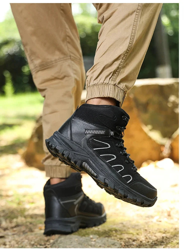 Large 49 Outdoor Ankle Boots Men Non Slip Fashion Lace Up Climbing Leather Winter Hiking Footwear High Top Leisure Hiking Shoes