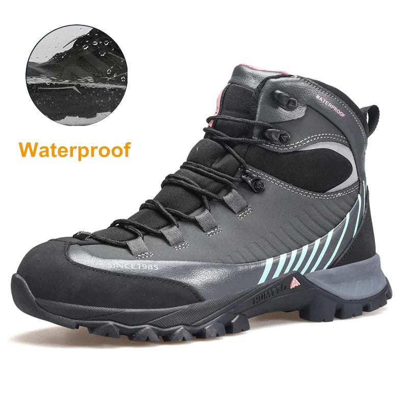 HUMTTO Waterproof Womens Hiking Shoes Luxury Designer Boots for Women Outdoor Climbing Trekking Sneakers New Leather Ankle Boots