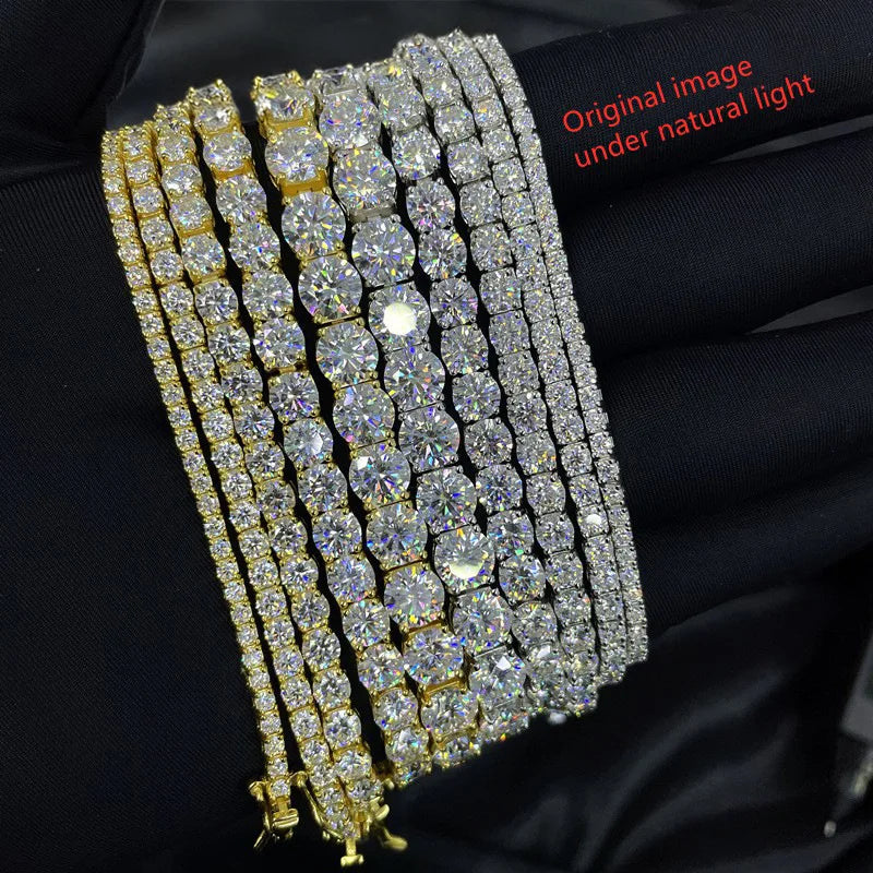 Nice Certified Moissanite Tennis Necklace 3/4/5/6mm Solid 925 Sterling Silver Diamond Tennis Necklaces for Women Man