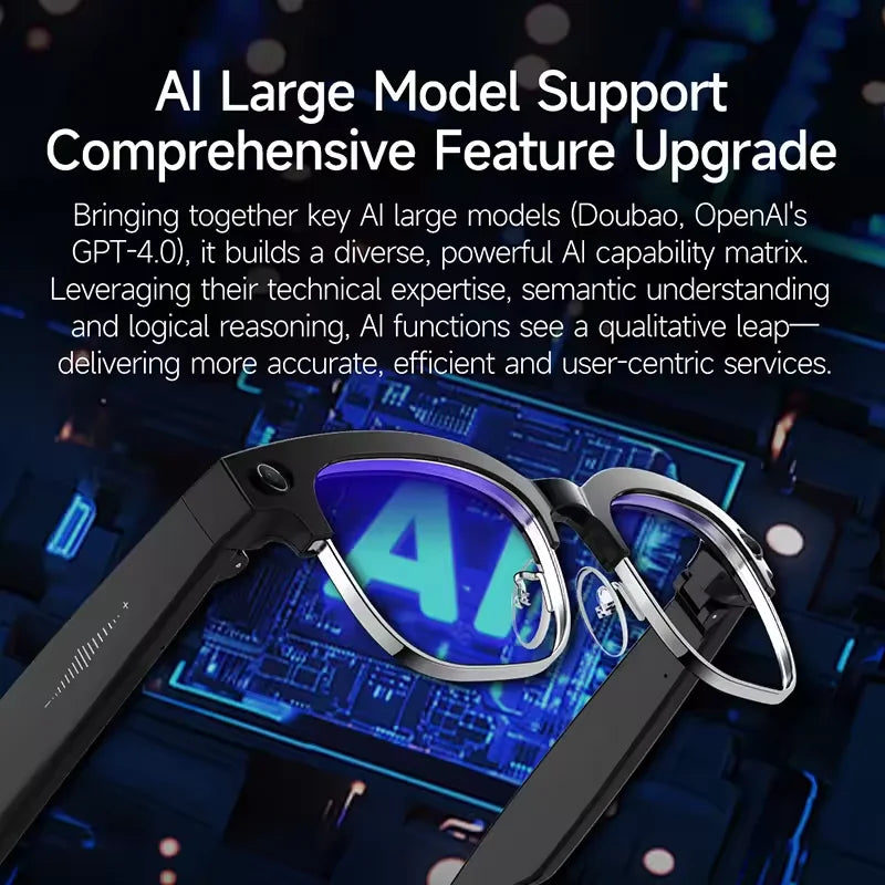 New 1080P Anti-shake Video Recording 800W HD Smart Glasses Men 100+Language Translation WIFI Transmission Call AI Chat Glasses
