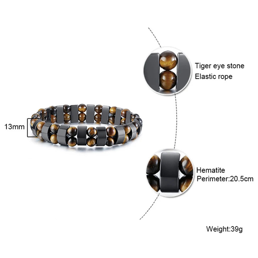 Classical Hematite Energy Beaded Elastic Magnetic Therapy Health Care Loss Weight Bracelets Slimming Health Care for Men Women