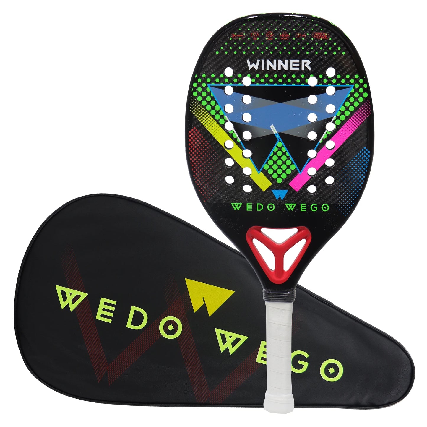 Pro-Grade Beach Tennis Racket - Carbon Fiber Material, Precision Drilled Holes & Frosted Rough Surface