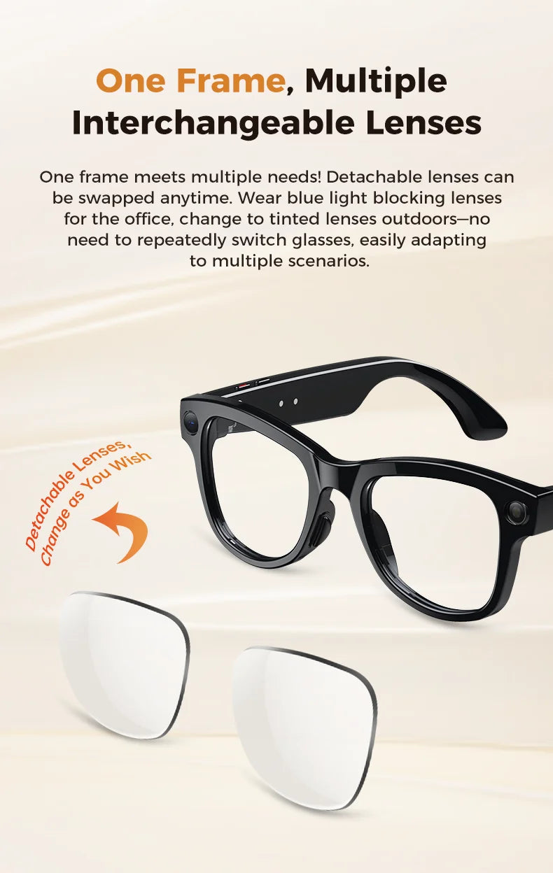 2026New 800W 4K Camera Smart Glasses Men 3600mAh Power Real-timeTranslation Bank 32GB Photo Record Videos Music Sunglasses Women