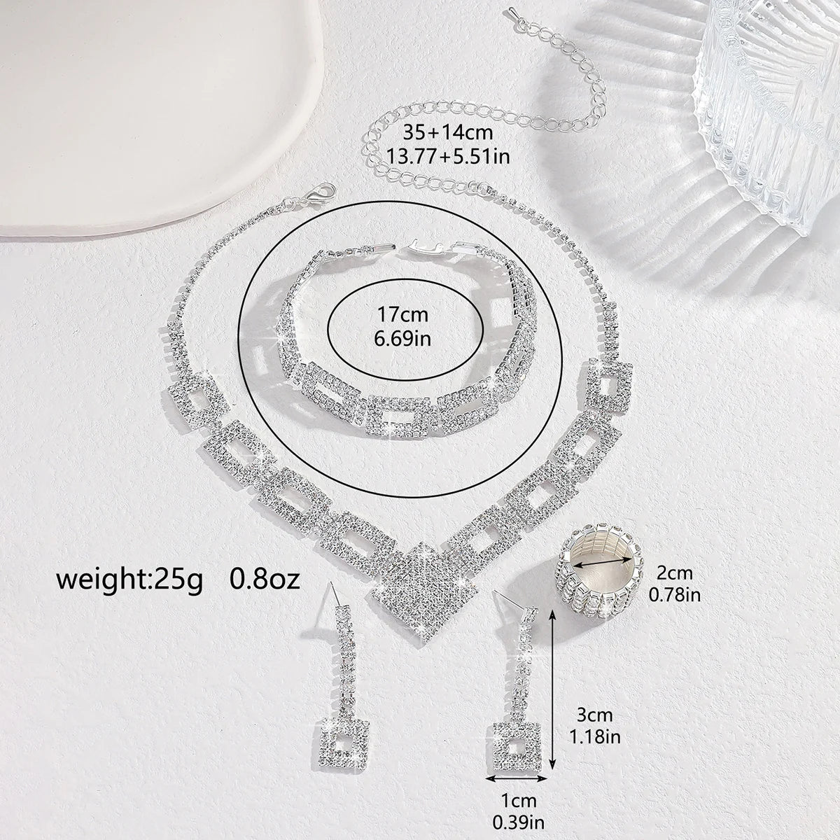 Women's Design Geometric Necklace Earrings Bracelet Ring Jewelry Set Wedding Banquet Party Holiday Gift