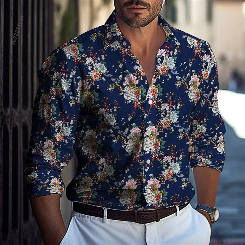 2026 New Colorful Sequin Print Long-Sleeve Shirt for Men, Trendy and Unique Colorful Casual Collared Cardigan Party Top