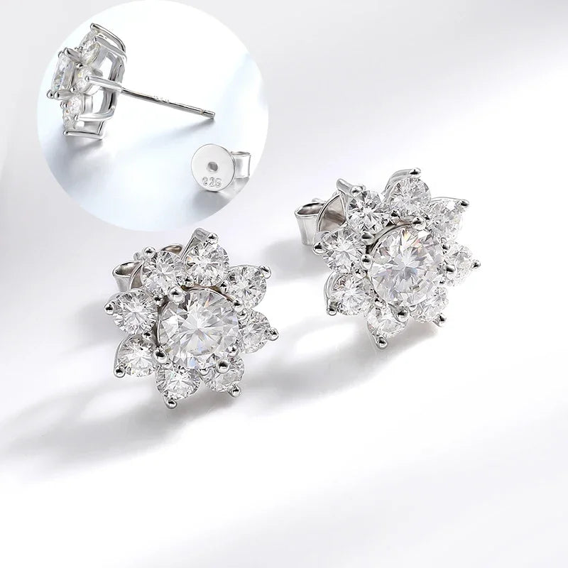 NKHOG Full Moissanite Jewelry Set 925 Sterling Silver Sunflower Necklace Bracelet Earring Sets For Women Fine Jewelry GRA Tested