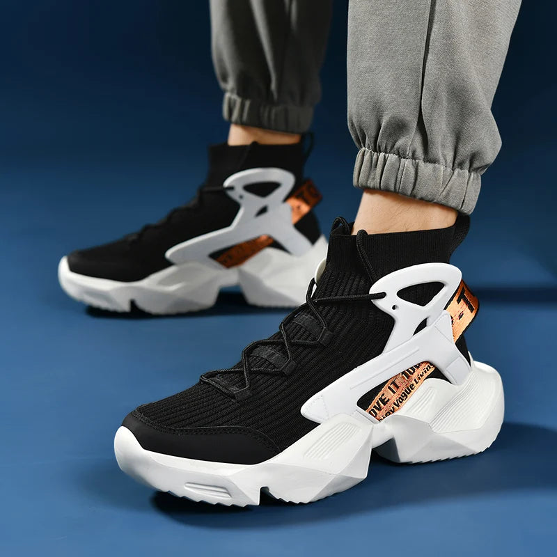 Running Shoes Casual High Top Men Sports Tenis Ankle Boots Breathable Lightweight Men Comfortable Athletic Nonskid Sock Sneakers