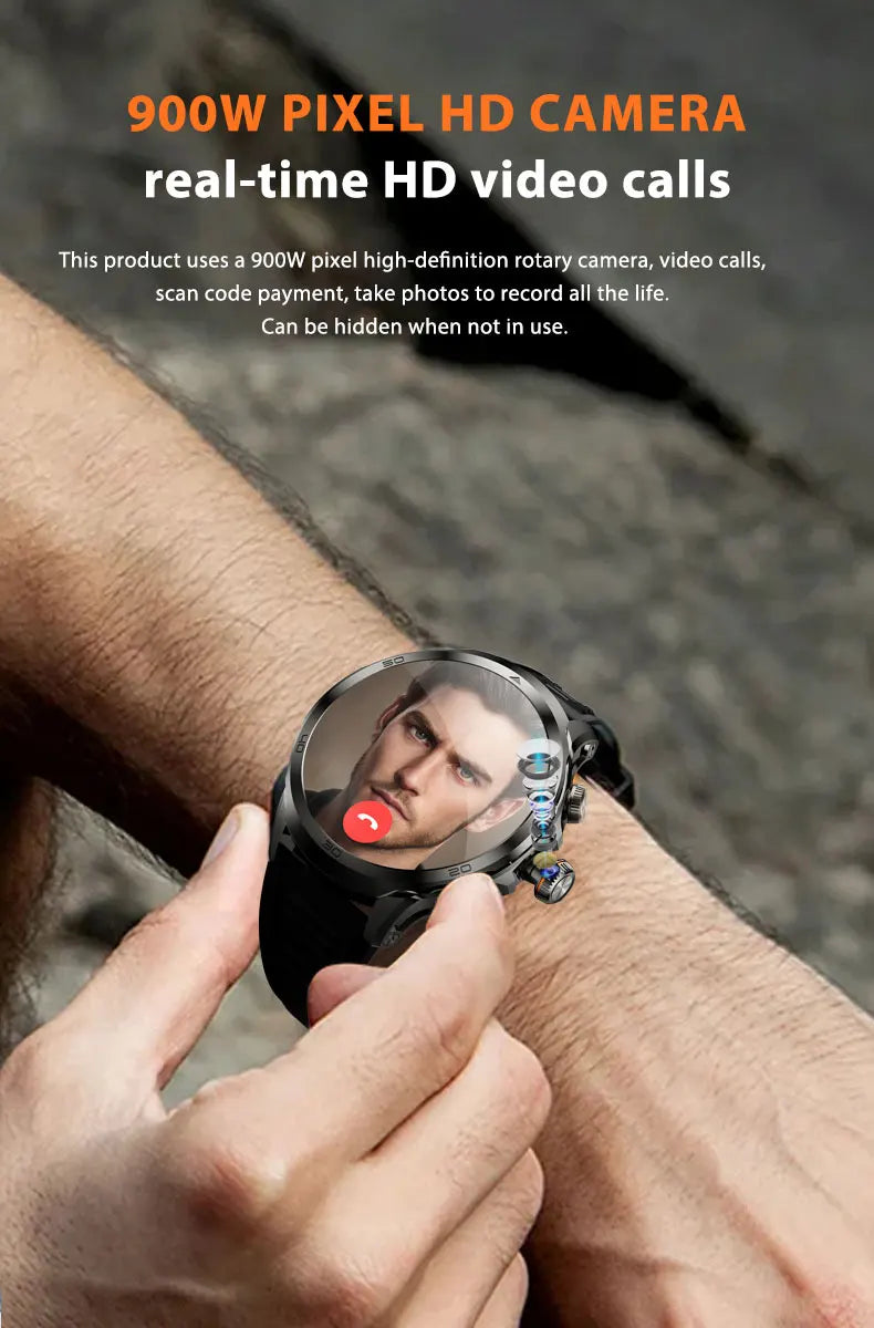 Original H19 Smart Watch Android 10.0 Smartwatch With 190° Rotary Camera GPS WIFI 1.95inch Larger Amoled Screen 256GB Storage