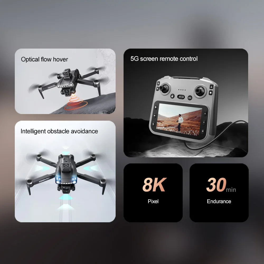 Original V198MAX GPS Drone 8K Professional Camera Aerial FPV Brush Laser Obstacle with Large Screen Remote Control Folding Dron