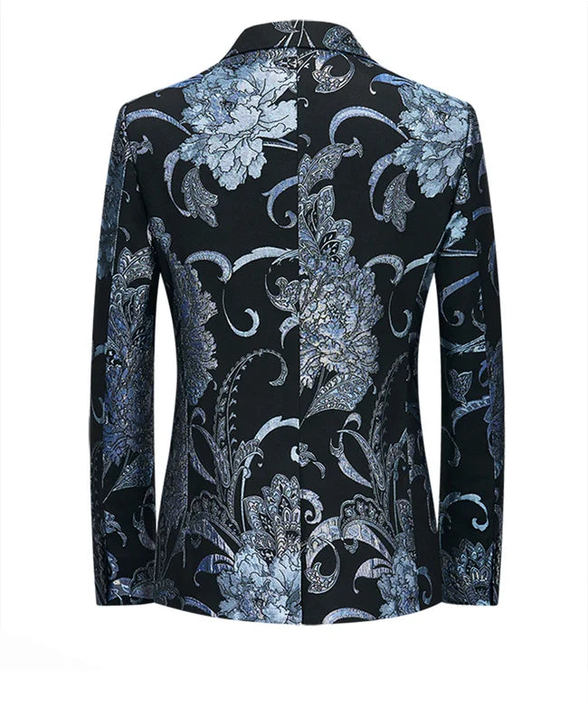 New Men Fashion Trend Wedding Party Jacquard Suit Jacket Single-breasted Slim Blazer Singer Host Stage Performance Dress Coats