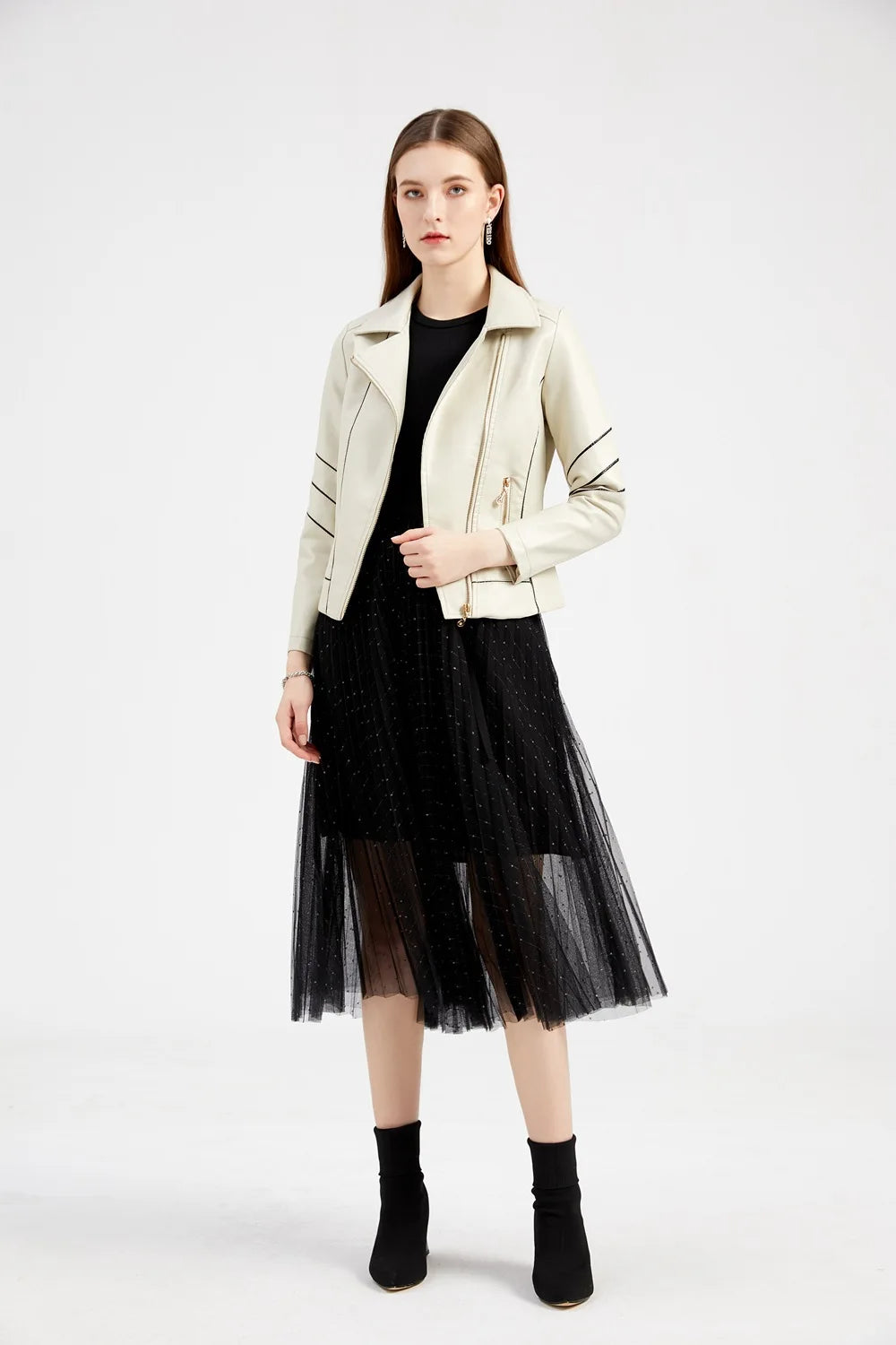 Red PU Faux Leather Jacket Women fashion Casual Biker Jackets Outwear Female Tops spring and autumn Black Leather Jacket Coat