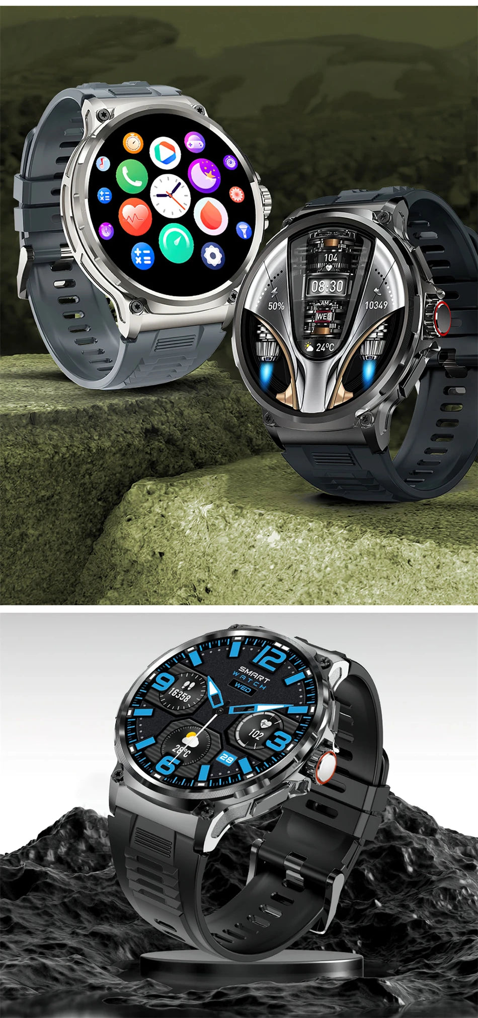 2025 New Military GPS V69 Smart Watch Men 1.85 inch 710 mAh Heart Rate GPS Sports IP68 Waterproof Bluetooth Talk  Smartwatch Man