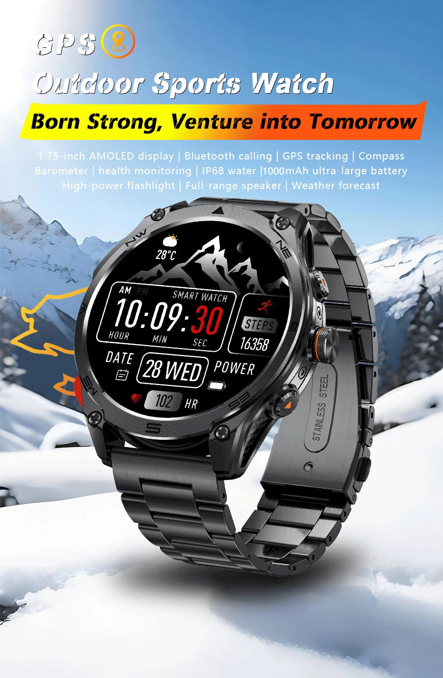 New T-Rex3 Ultra 1000mAh Battery Smart Watch Built in GPS Compass 10ATM Waterproof Sports tracker Outdoors Military Smartwatches