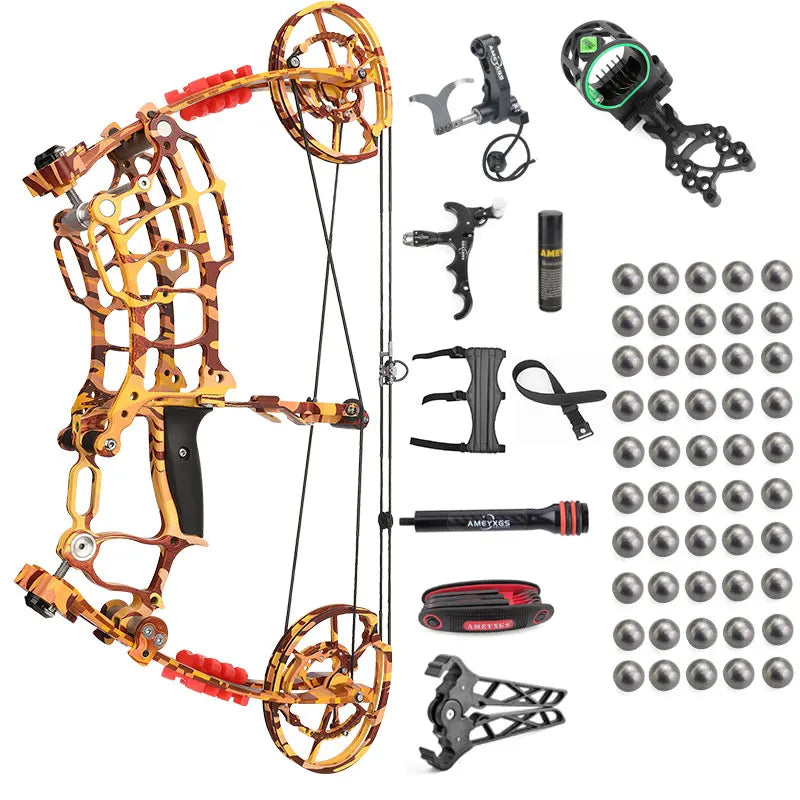 30-60lbs Compound Bow Shooting Steel Ball 420fps Dual Purpose Bow Archery Arrow 80% Let off for Right Hand Car Hunting Bow