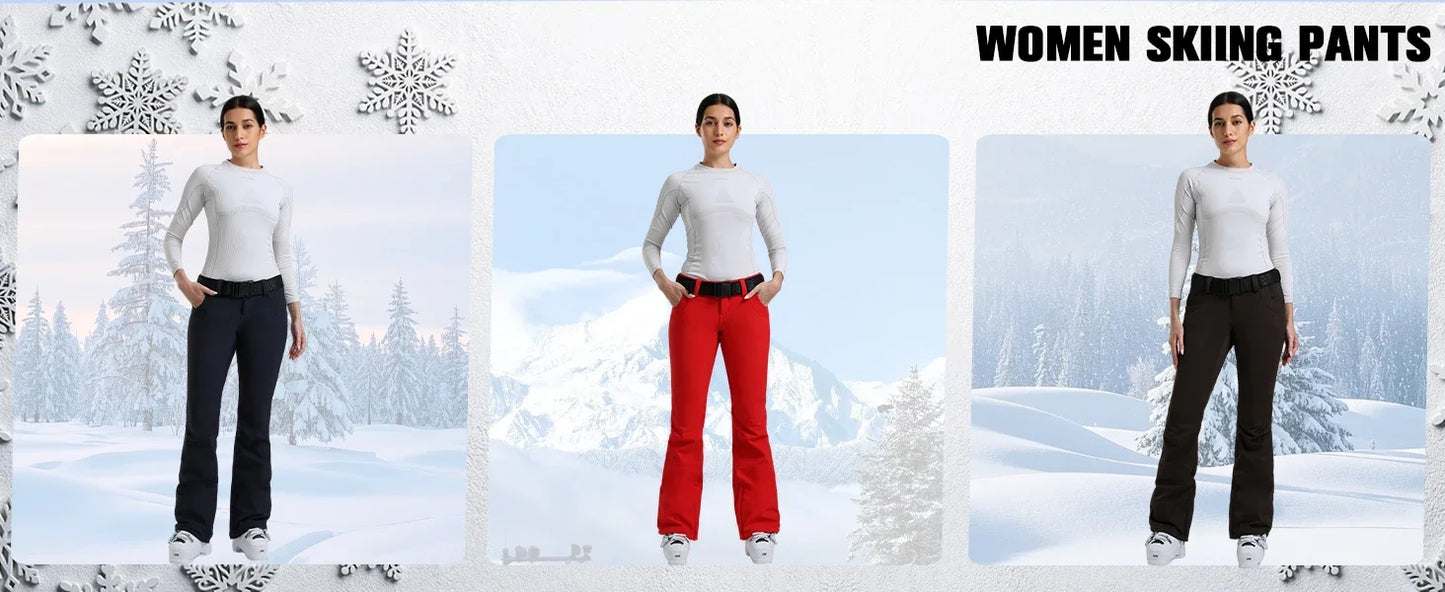 New GSOU SNOW Ski Pants Women Snow Slim Pants Snowboard Pants Waterproof Insulated Windproof Warm Outdoors Winter Sports Hiking