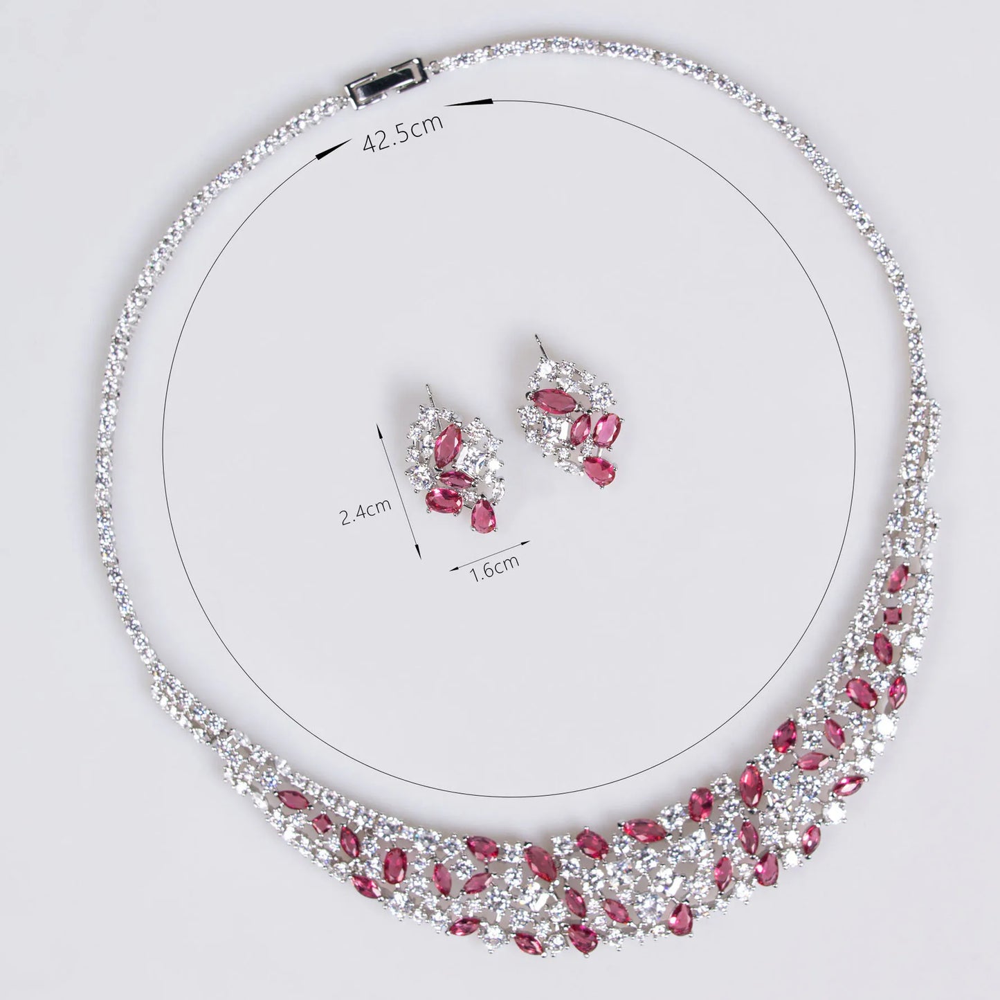 Deluxe High Quality Zirconia Ladies Jewellery Necklace Earring Set Party Prom Wedding Graduation Dress Accessories M-347