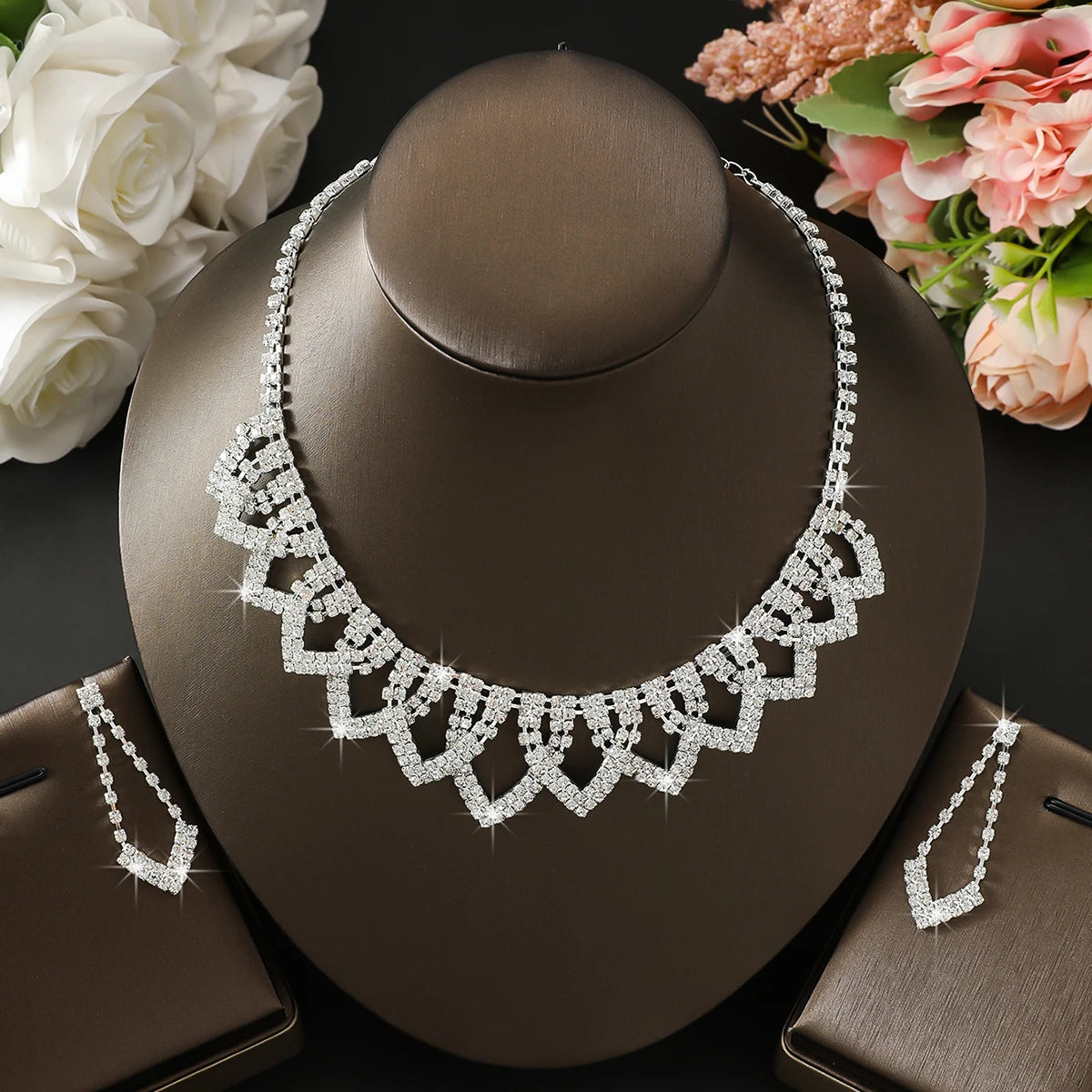 Women's Design Geometric Necklace Earrings Bracelet Ring Jewelry Set Wedding Banquet Party Holiday Gift