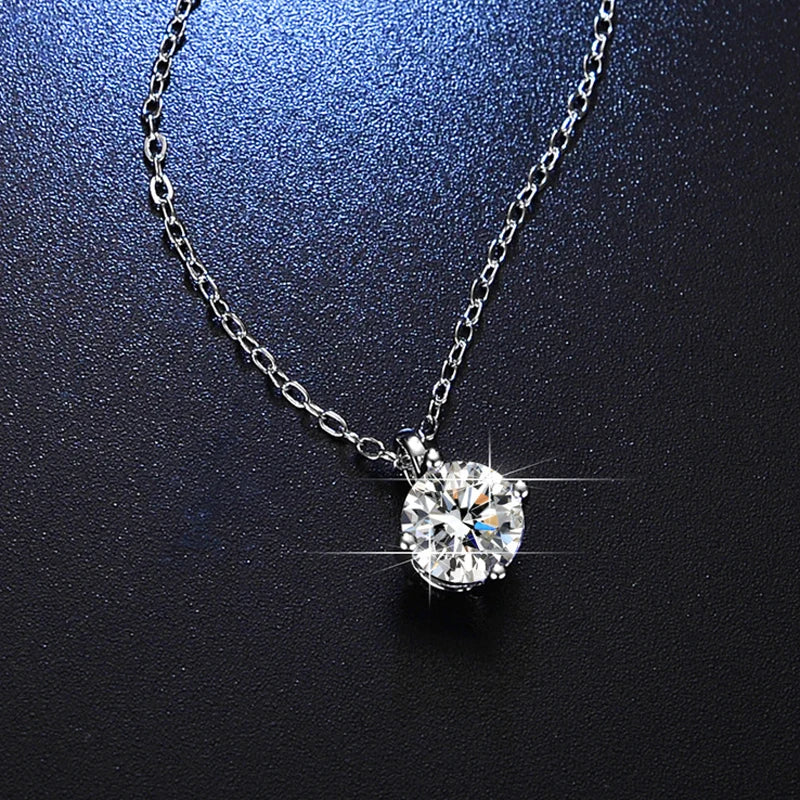Silver 925 4 prong Moissanite Pendant Necklace For Women Trendy Design D Color VVS Pass Diamond Test Jewelry with box GRA