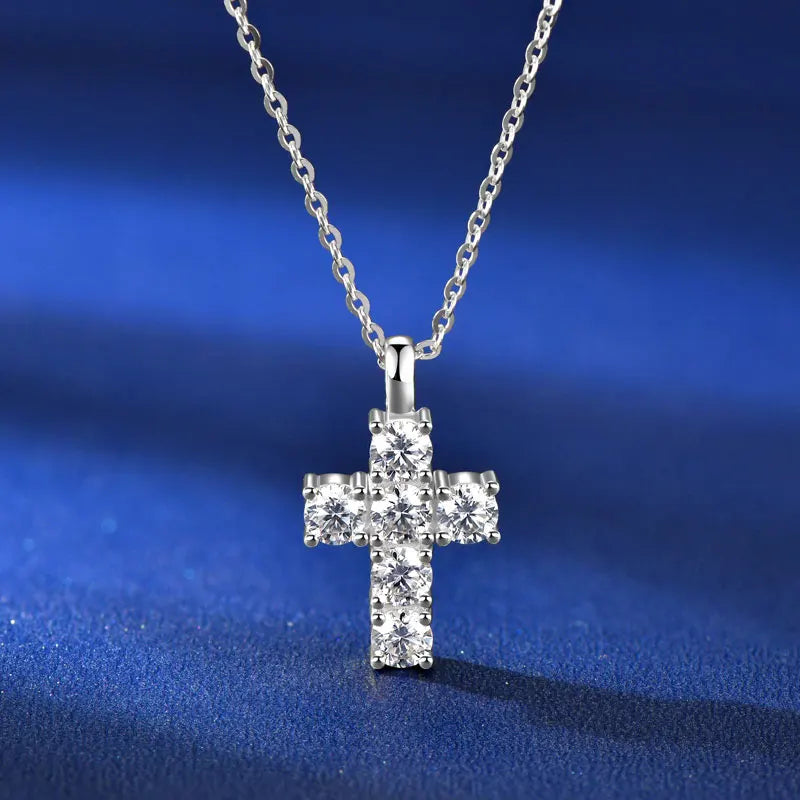 Ehhai GRA Certified 3.5mm Round Moissanite Cross Pendant Necklace for Women Real S925 Sterling Silver Wedding Fine Jewelry Gifts