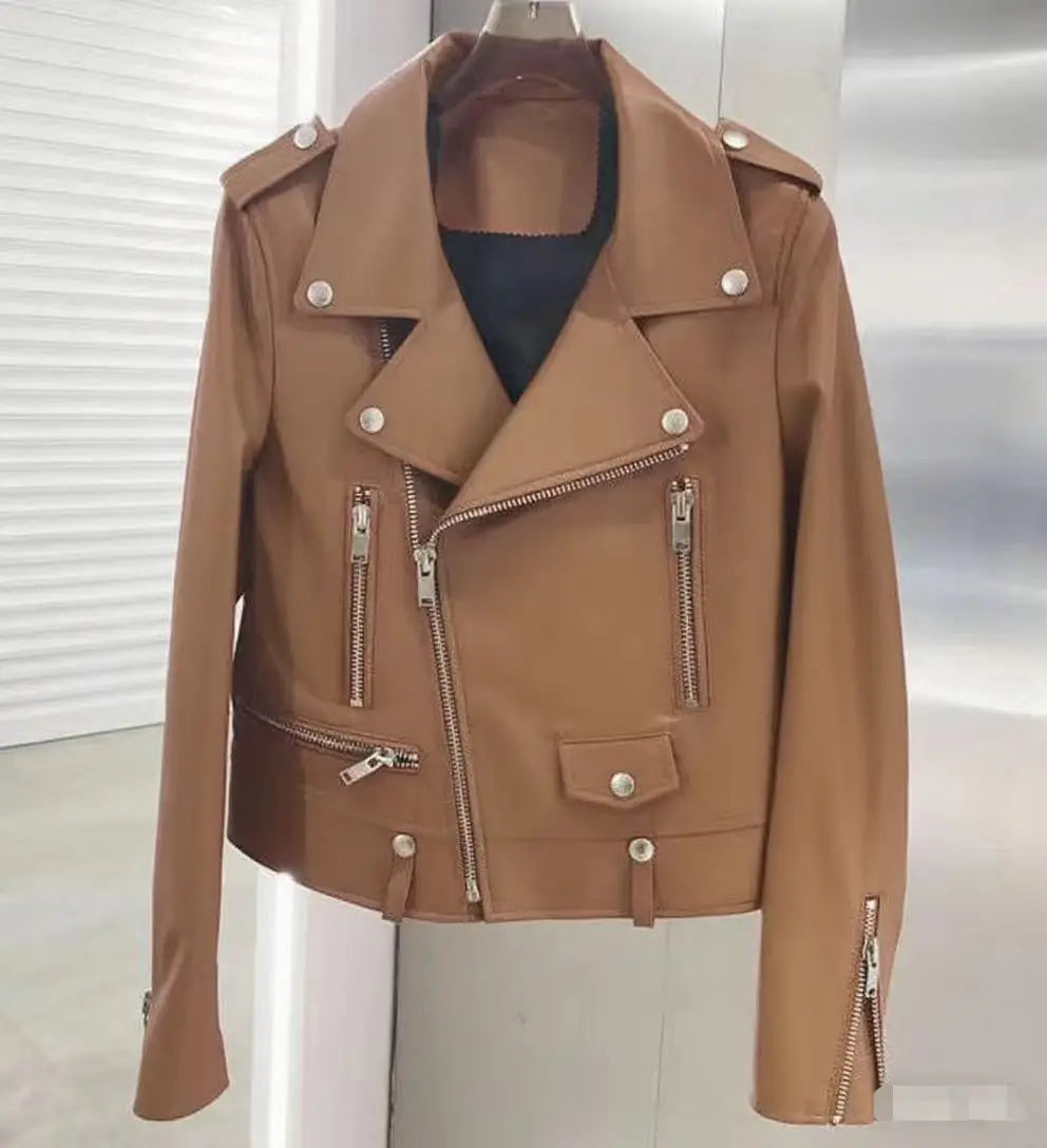 2026 Men's Lapel Oblique Zipper PU Locomotive Leather Jacket, Autumn, New Casual Versatile Slim Fit, Leather Jacket
