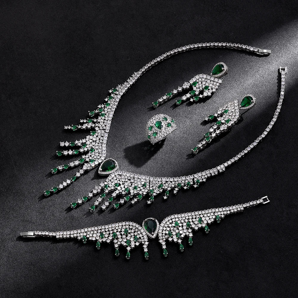2024 New 4-piece Bridal Wedding Jewelry Set, Cubic Zirconia, Luxury Women's Jewelry, Women's Wedding Party Accessories