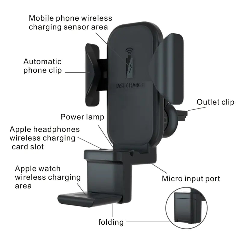 3-in-1 Wireless Charger and Phone Stand